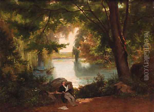 A noble man in a parc Oil Painting - Charles Giraud