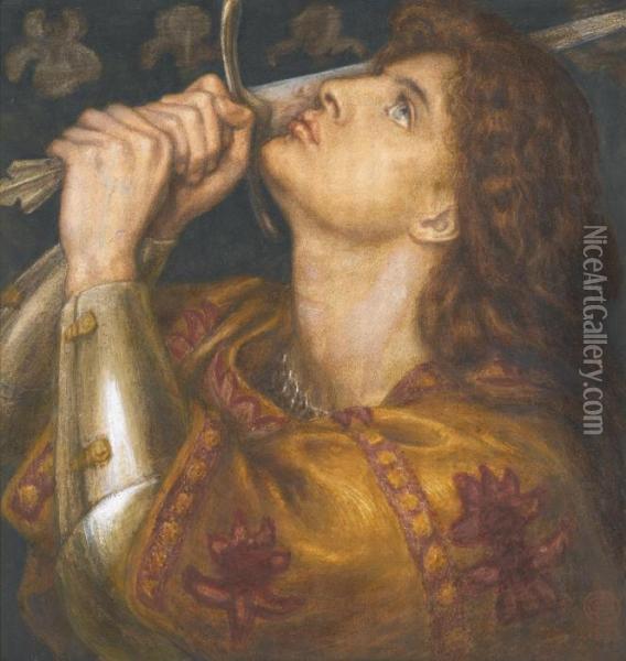 Joan Of Arc Oil Painting - Dante Gabriel Rossetti