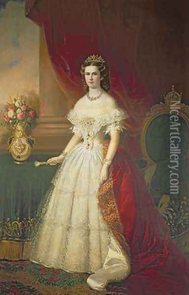Empress Elizabeth of Bavaria 1837-98, 1863 Oil Painting - Franz Russ
