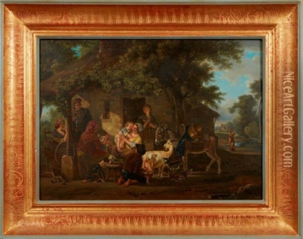La Famille Du Peintre Oil Painting - Jean-Louis Demarne