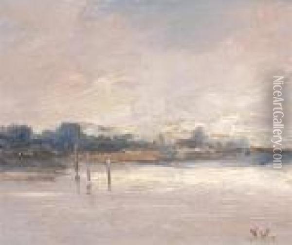 River Landscape Oil Painting - Floris Verster