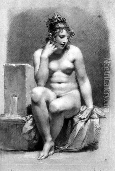 Seated Female Nude by a Fountain Oil Painting - Pierre-Paul Prud'hon