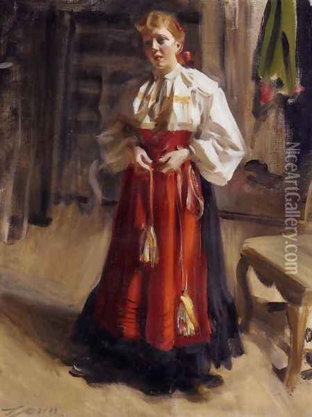 Girl in an Orsa Costume Oil Painting - Anders Zorn