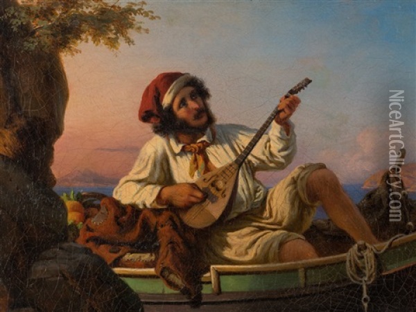 Neapolitan Musician Oil Painting - Wilhelm Nerenz