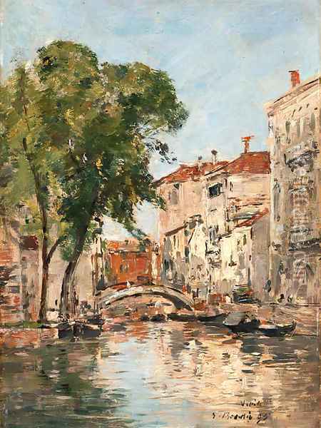 Petit canal Venise Oil Painting - Eugene Boudin