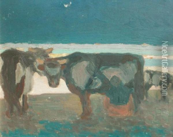 Vacas En Malvin Oil Painting - Juan Carlos Figari Castro