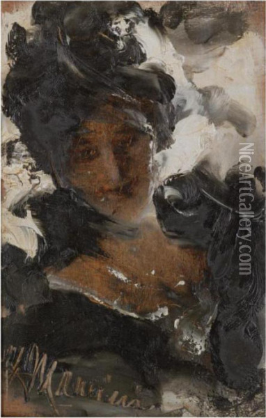 An Elegant Lady Oil Painting - Antonio Mancini