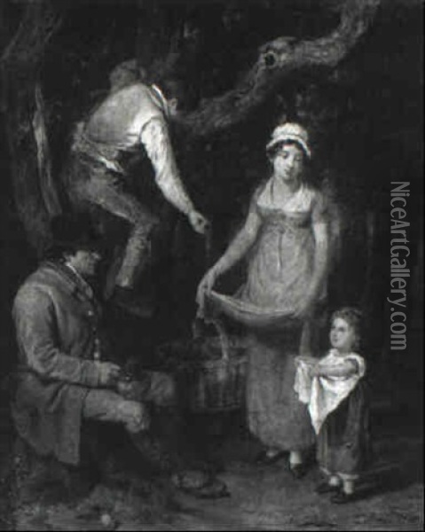 A Family Picking Apples Oil Painting - William Collins