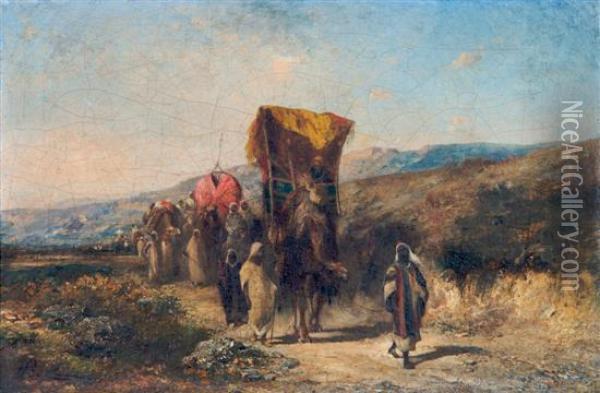 Arab Caravan Oil Painting - Honore Boze