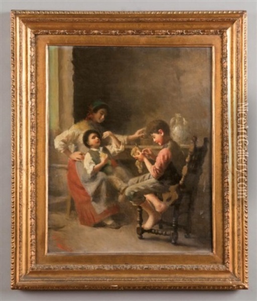 Bambini In Un Interno Oil Painting - Giovanni Battista Torriglia