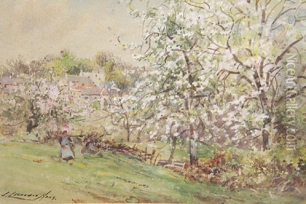 Girl In An Orchard Oil Painting - J. Lawrence Hart