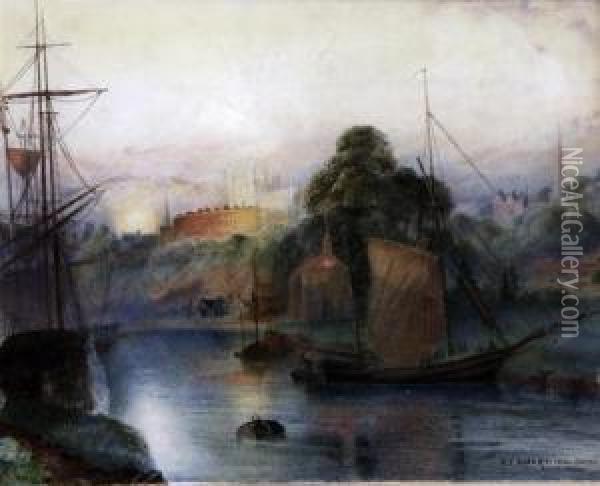 Exeter Cathedral Oil Painting - Charles John Smart