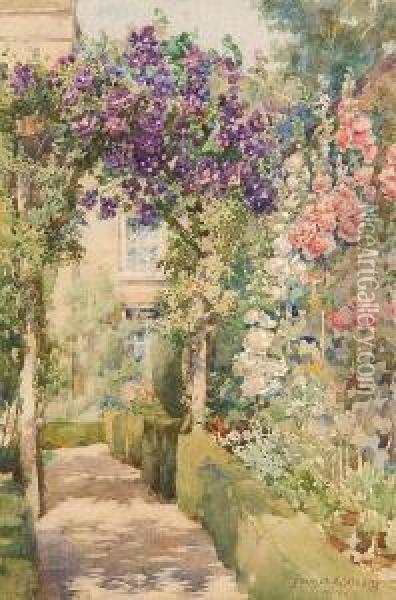 Garden Path In Full Bloom Oil Painting - Frances E. Nesbitt