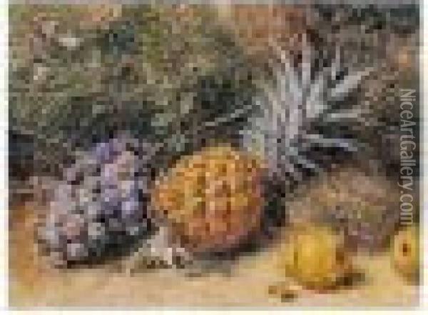 Still-life Of Grapes, A Pineapple And Pears Oil Painting - William Henry Hunt