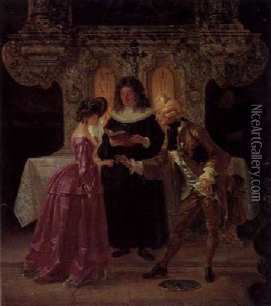 Hochzeitsszene Oil Painting - Johann Josef Geyer