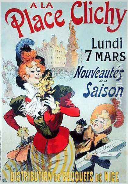 Reproduction of a poster advertising the shop A La Place Clichy, 1898 Oil Painting - Rene Pean