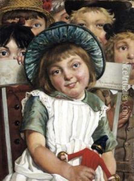 Enfants Au Theatre De Marionettes Oil Painting - Hendrik Van Der Borcht