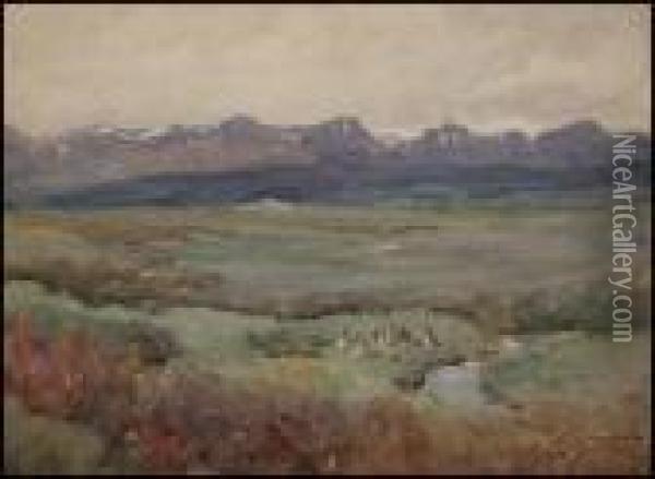 Indian Camp, Approach Of The Rockies, Alberta, Nwt Oil Painting - Frederic Marlett Bell-Smith