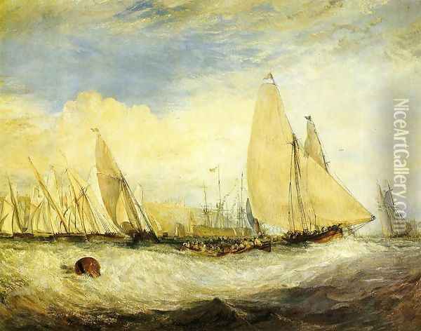 East Cowes Castle, the seat of J. Nash, Esq.; the Regatta beating to windward Oil Painting - Joseph Mallord William Turner