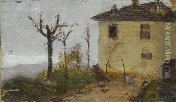 Paesaggio - Fondo Del Cofanetto Riccomanni Oil Painting - Silvestro Lega