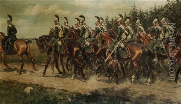 Kavallerie Vor Munchen Oil Painting - Oscar Merte