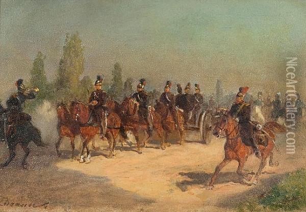Bavarian Horse Artillery Oil Painting - Henri Louis Ludwig