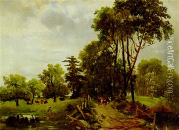 A Country Road Oil Painting - Regis Francois Gignoux