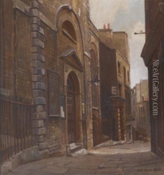 Entrance To St. Mary At Hill, Love Lane, London Oil Painting - Reginald Rex Vicat Cole