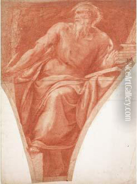 Etude De Prophete Dans Un Ecoincon Oil Painting - Girolamo Muziano