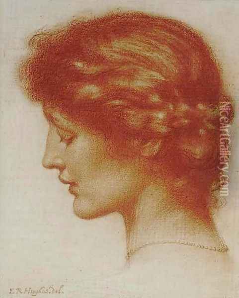 Portrait Of Rosalind Oil Painting - Edward Robert Hughes R.W.S.