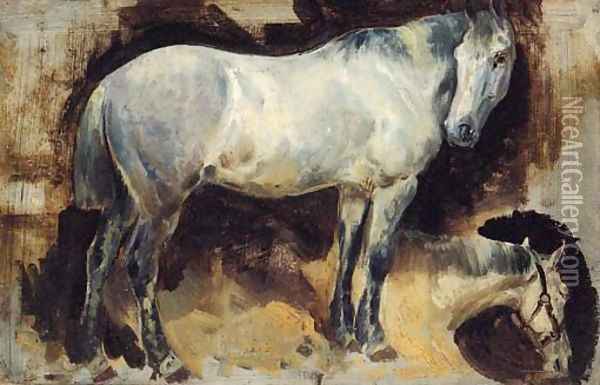 A Study of a dapple grey Hunter Oil Painting - William Woodhouse