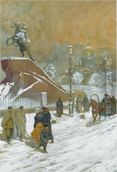 The Bronze Horseman Oil Painting - Aleksandr Karlovich Beggrov