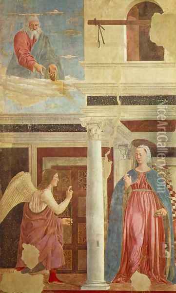 Annunciation c. 1455 Oil Painting - Piero della Francesca