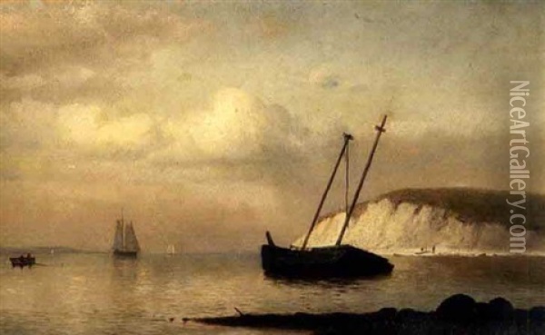 Ship Aground Off Gayhead, Massachusetts Oil Painting - Lemuel D. Eldred