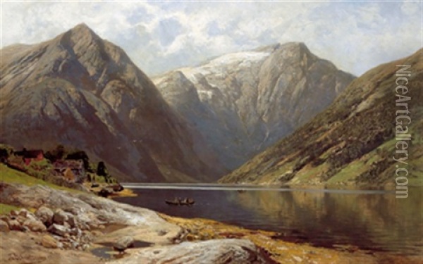 Esefjord Bei Balholm Am Sognfjord Oil Painting - Karl Paul Themistocles von Eckenbrecher