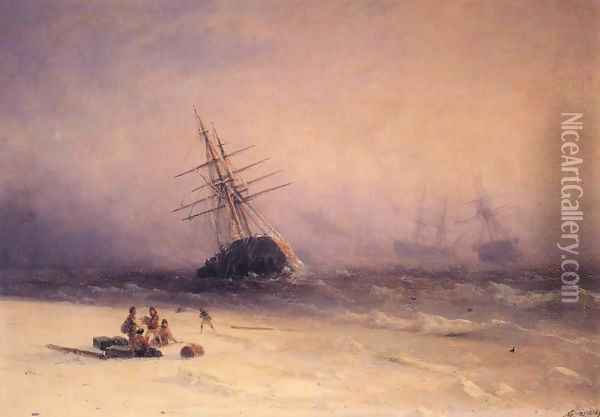 Shipwreck on the Black Sea Oil Painting - Ivan Konstantinovich Aivazovsky