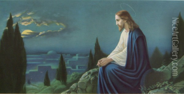 Christus am Olberg Oil Painting - Josef Untersberger