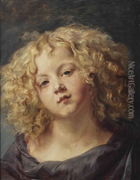 Study Of A Child's Head Oil Painting - Thomas (Bosschaert) Willeborts