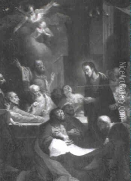 Christ Administering Communion To The Apostles Oil Painting - Giovanni Battista Piazzetta
