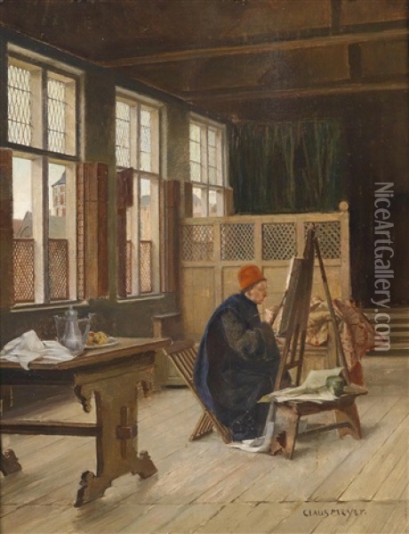 Der Maler In Seinem Atelier Oil Painting - Claus Meyer
