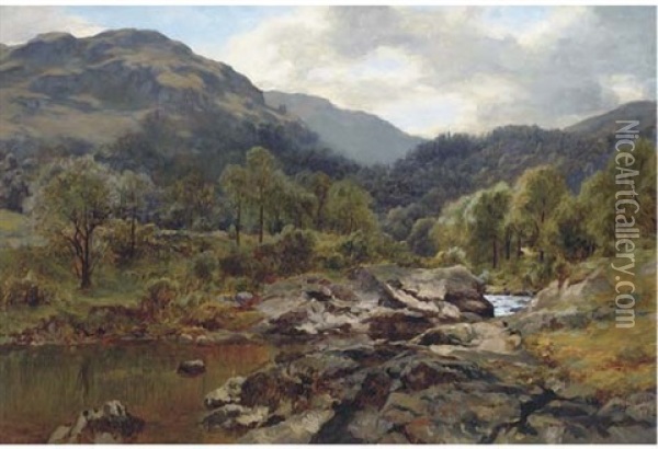 A Highland Burn Landscape Oil Painting - Duncan Cameron