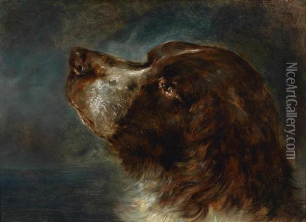 Circle Dog Portrait Oil Painting - Johann Matthias Ranftl