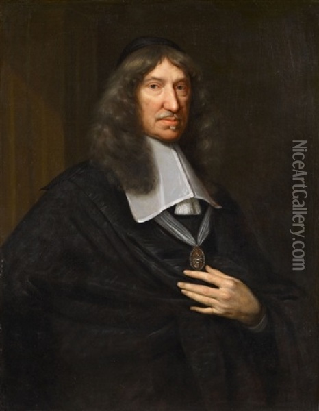 Portrait Of Pieter Van Loon Holding A Medal Oil Painting - Bernard Vaillant
