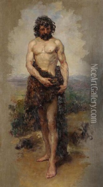 A Portrait Of A Man Wearing Fur Oil Painting - Vaclav Brozik