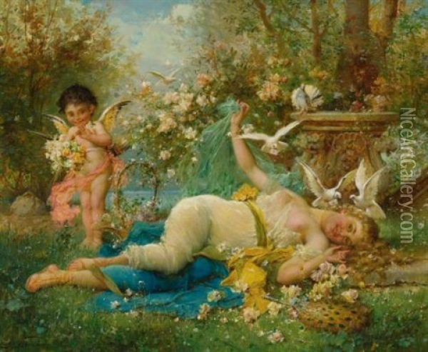 Venus And Cupid Oil Painting - Joseph Bernard