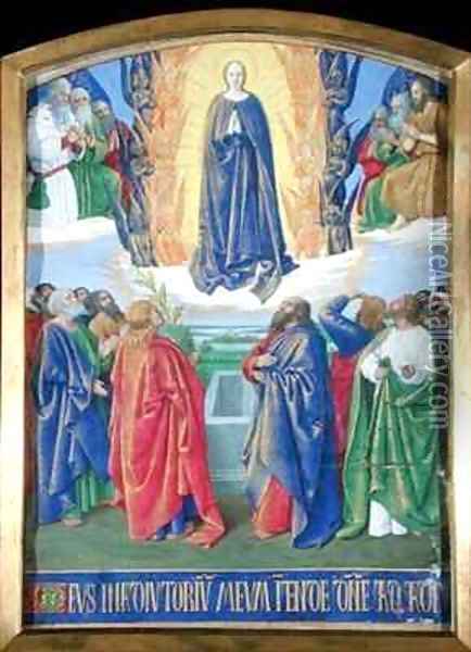 The Assumption of the Virgin from the Hours of Etienne Chevalier Oil Painting - Jean Fouquet