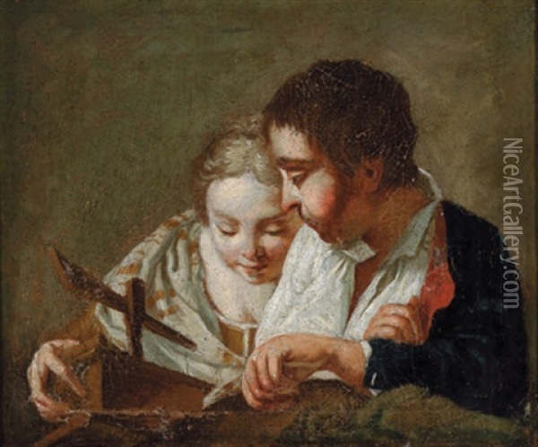 Ein Ragazzo E Ragazza ( + Giovane Donna Dormiente; 2 Pendants) Oil Painting - Giovanni Battista Piazzetta
