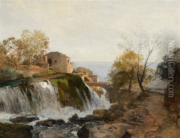 Mill In The Vale Di Breno Near Ragusa Oil Painting - Emil Jacob Schindler
