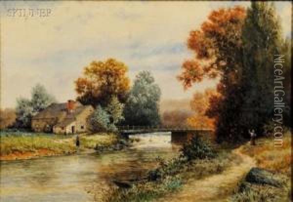 House On The River Oil Painting - Milton H. Lowell