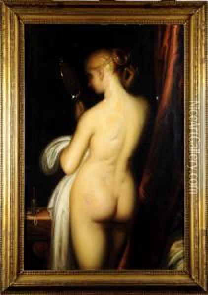 Nu De Dos, Au Miroir Oil Painting - Antoine Wiertz